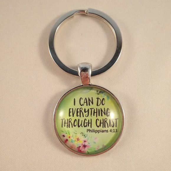 Kristy's Jewels Accessories I Can Do All Things Cabochon Key Ring